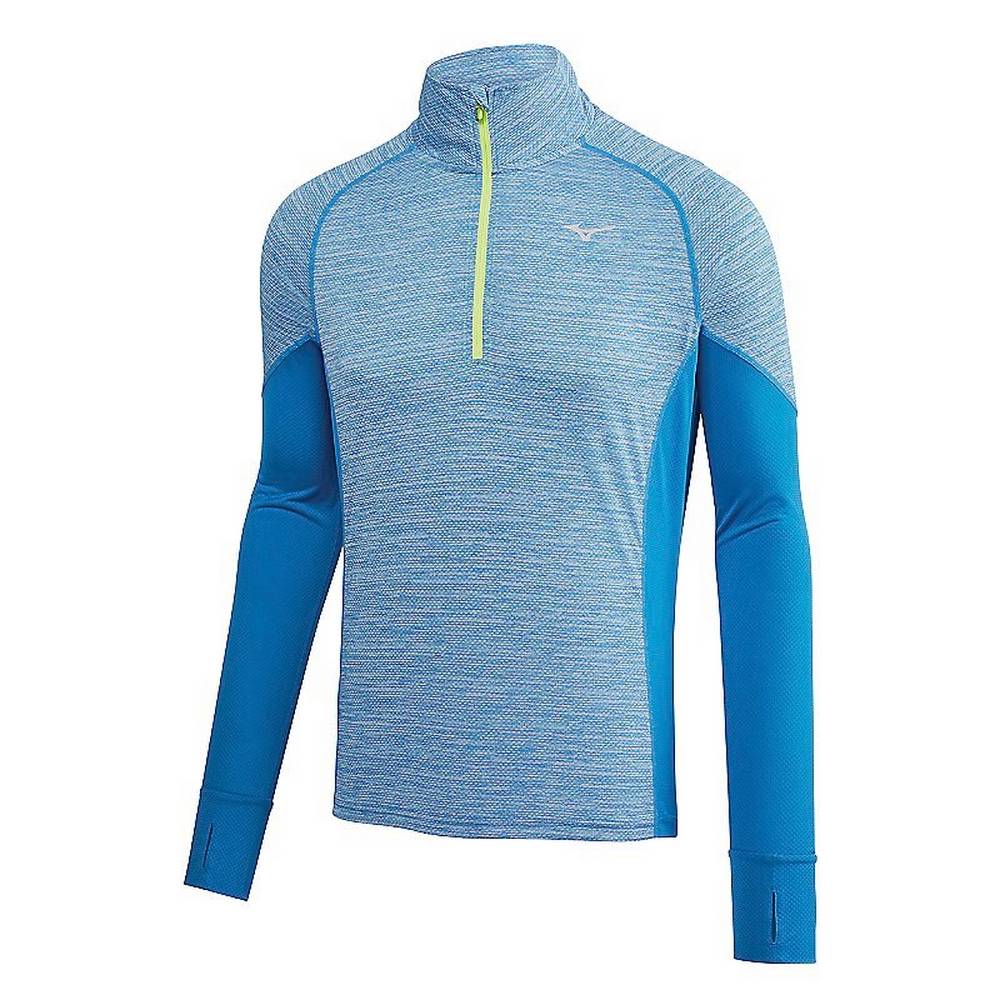 Mizuno Men's Alpha Long Sleeve Half Zip Tops Blue (421583-DHP)